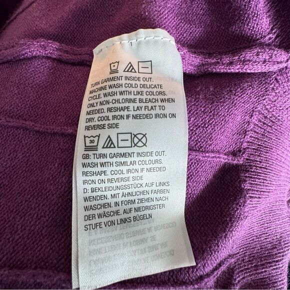 Isaac Mizrahi Live Purple Sweater Cable Knit Gemstone QVC Cardigan Size Small - Picture 13 of 15